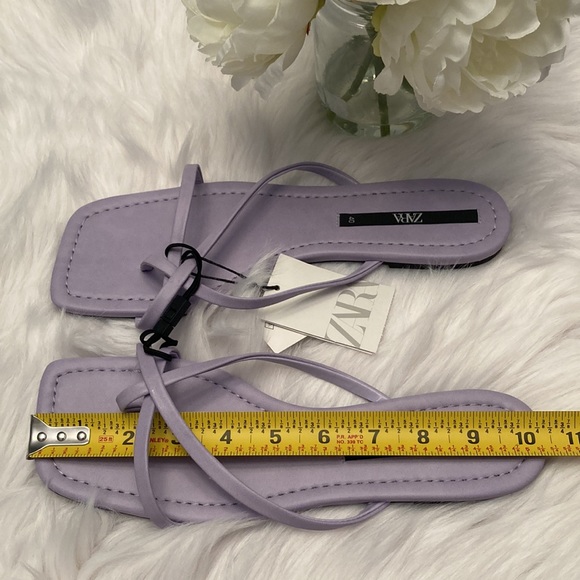 Zara New Flat Strappy Squared Toe Sandals Shoes, size 9, nwt - Picture 5 of 5
